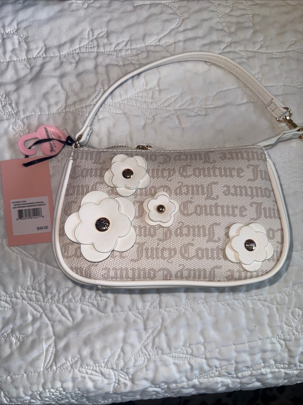 Viral Juicy Couture White Floral Logo convertible wristlet